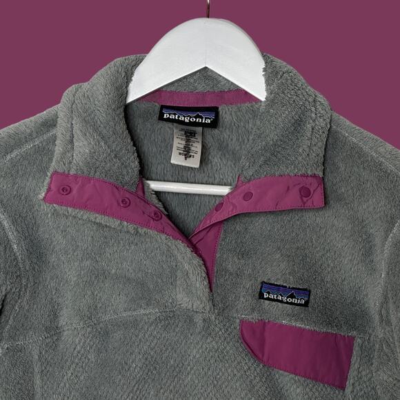Patagonia Lightweight Synchilla Snap-T Fleece Pullover Gray w/ Pink Trim Women S - Picture 6 of 9
